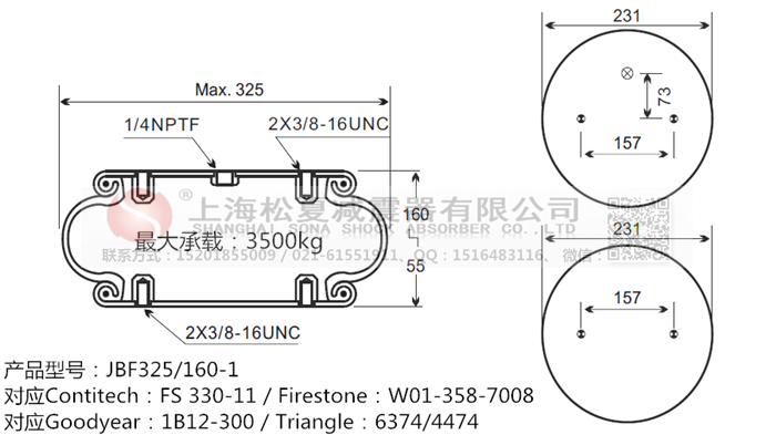 JBF325/160-1橡膠<a href='http://www.xxbdfyy.cn/' target='_blank'><u>空氣彈簧</u></a>