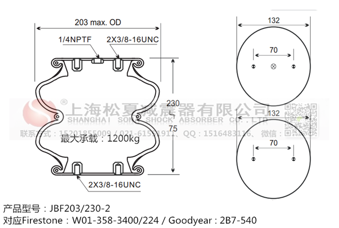 JBF203/230-2橡膠<a href='http://www.xxbdfyy.cn/' target='_blank'><u>空氣彈簧</u></a>