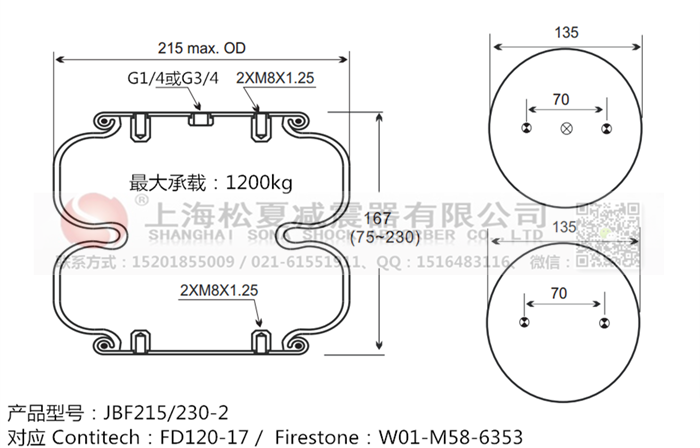 JBF215/230-2橡膠<a href='http://www.xxbdfyy.cn/' target='_blank'><u>空氣彈簧</u></a>