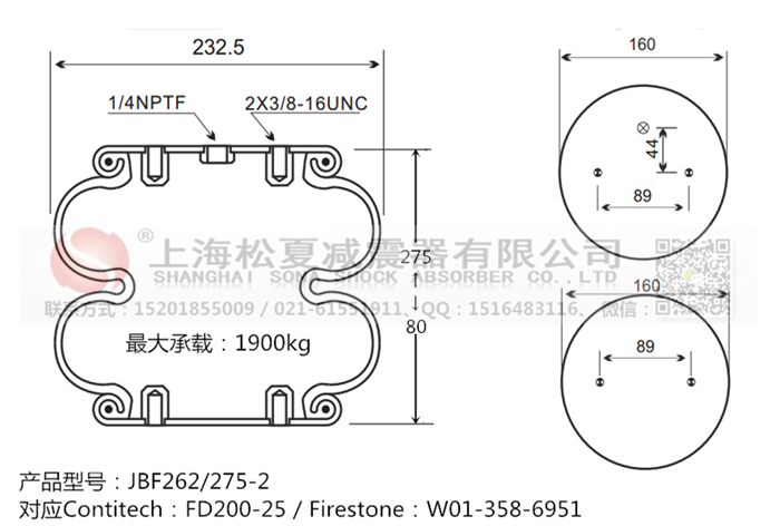 JBF262/275-2橡膠<a href='http://www.xxbdfyy.cn/' target='_blank'><u>空氣彈簧</u></a>