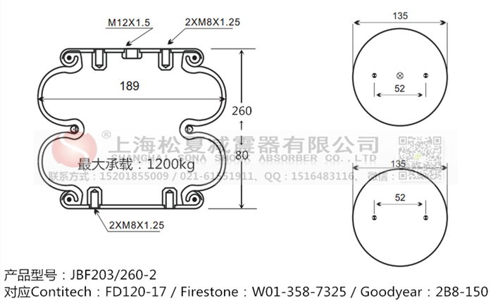 JBF203/260-2橡膠<a href='http://www.xxbdfyy.cn/' target='_blank'><u>空氣彈簧</u></a>